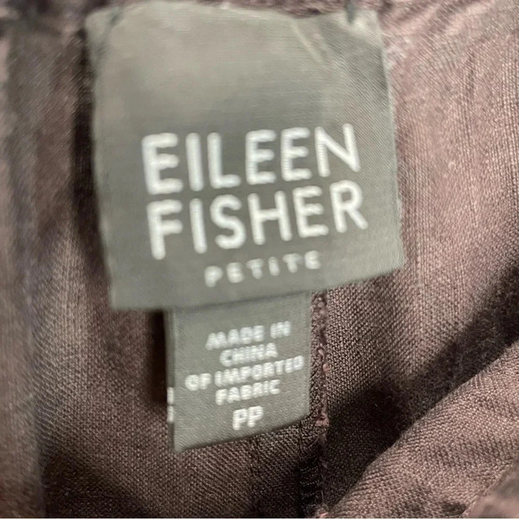 Eileen Fisher Irish Linen Coulette Brown Pants - Picture 3 of 4
